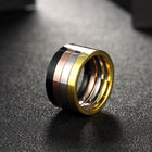 Stainless Steel Band Wedding Ring Black Rose Gold Silver Women B425