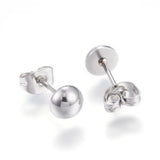 Stainless Steel Ear Studs Hypoallergenic Earrings Half Round 3pairs Z288