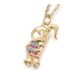 Stainless Steel Pendant Necklace Cubic Zirconia Girl Gold 17.71inches 45cm Z548