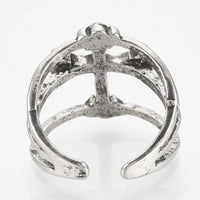 Alloy Cuff Finger Ring Ring Cross Antique Silver Size 10 Adjustable 19.5mm P393