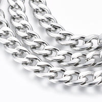 Curb Chain Necklace Stainless Steel Necklaces Lobster Clasp Silver  23.6" P670