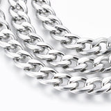 Curb Chain Necklace Stainless Steel Necklaces Lobster Clasp Silver  23.6" P670