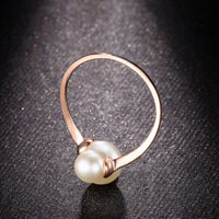 Rose Gold Plated Acrylic Pearl Cuff Rings Open Rings Gold Size 7 Adjustable Z689