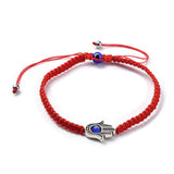 Nylon Raided Bead Bracelet Evil Eye Stainless Steel Hamsa Adjustable Size A100