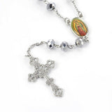 Pendant Necklace Stainless Steel Rosary Beaded Crucifix Cross Silver 27.5" P114