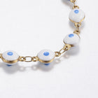 Stainless Steel Anklets Enamel Evil Eye White Blue Bracelet Adjustable Size P222