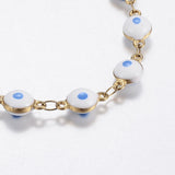 Stainless Steel Anklets Enamel Evil Eye White Blue Bracelet Adjustable Size P222