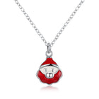 Brass Enamel Pendant Necklace Christmas Santa Claus Red Silver 17.7" P20