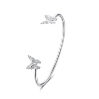 Silver Plated Brass Butterfly Cuff Bangles Torque Bangles 60mm Z38