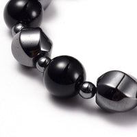 Necklace Stretch Bracelet Earrings Set Magnetic Hematite Natural Agate 20" P752