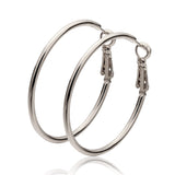 White Gold Latch Back Hoop Bali Earrings L133