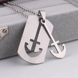 Stainless Steel Pendant 23.2X41.8MM 0.92 X1.67 Inch Anchor Tag Necklace 22" B3