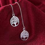 Sterling Silver Plated Earrings Tree Of Life Drop Dangle  Fish Hook Clasp L703