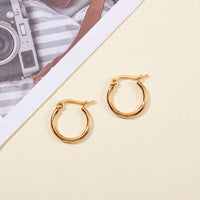 Stainless Steel Hoop Earrings Rose Gold Gold Silver 25x2mm 0.7x1mm 3Pairs Z386