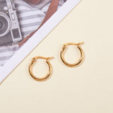 Stainless Steel Hoop Earrings Rose Gold Gold Silver 25x2mm 0.7x1mm 3Pairs Z386