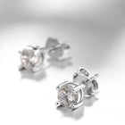 Platinum Earrings Stud AAA Zirconia Push Back Antiallergic  0.18" L162