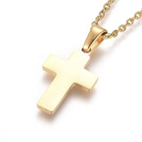 Stainless Steel Pendant Necklace Chain Lobster Religion Cross Gold 17.5" A237