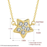 Yellow Gold Plated Necklace Pendant Star Zirconia 20 Inches 1MM Lobster B175