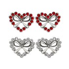 Rose Gold Platinum Plated Red Earrings AAA Zirconia Push Back Heart .68" L309