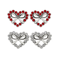 Rose Gold Platinum Plated Red Earrings AAA Zirconia Push Back Heart .68" L309