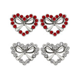 Rose Gold Platinum Plated Red Earrings AAA Zirconia Push Back Heart .68" L309
