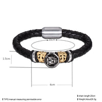 Stainless Steel Leather Bracelet 8 Inches 14MM Magnetic L349