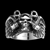 Stainless Steel Antique Gothic Biker Tribal Ring Black Men's Unisex Skull B179