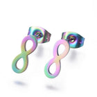 Stainless Steel Set Pendant Necklace Stud Earrings Back Infinity 16.7" P708