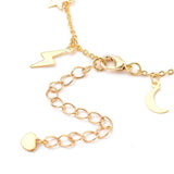 Charm Bracelet Lobster Moon Star Lightning Bolt Gold 8-1/8 inch(20.5cm) Z156