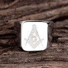 Stainless Steel Ring Mens Silver Plain G Flat Freemasonry B572