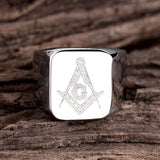 Stainless Steel Ring Mens Silver Plain G Flat Freemasonry B572