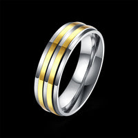 Stainless Steel Band Fashion Wedding Ring Yellow Gold Men's Unisex B469