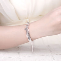 Sterling Silver Plated Leafs Lobster 8 Inches 2.7MM Bracelet L141