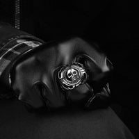 Stainless Steel Antique Gothic Biker Tribal Ring Black Men's Unisex Skull B173