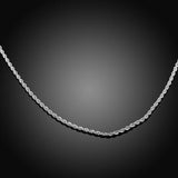 Unisex Sterling Silver Plated Twisted 2MM Chain Necklace Lobster 16" to 24" B36