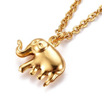 Elephant Pendant Necklace Stainless Steel Pendants Spring Ring Gold 16" Z527