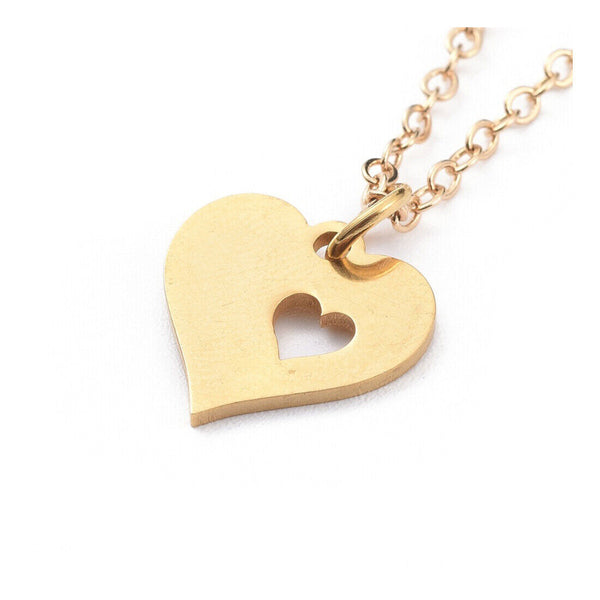 Stainless Steel Pendant Necklaces Lobster Heart Gold 17.52 inches 44.5cm Z512