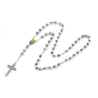 Pendant Necklace Stainless Steel Rosary Beaded Crucifix Cross Silver 27.5" P114