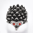Cuff Ring Rhinestone Ring Hedgehog Antique Silver Size 8 Adjustable 18mm P446