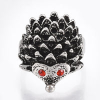 Cuff Ring Rhinestone Ring Hedgehog Antique Silver Size 8 Adjustable 18mm P446