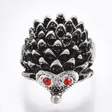 Cuff Ring Rhinestone Ring Hedgehog Antique Silver Size 8 Adjustable 18mm P446