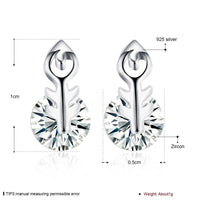 Sterling Silver Plated  Earrings  Stud AAA Zirconia  Push Back Clasp L783