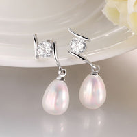 White Gold Pearl Stone Zirconia Star Fish Drop Stud Drop Earrings L148