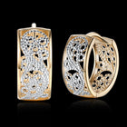 Yellow Gold Plated Earrings  Hoop Huggies AAA Zirconia Latch Back Clasp L571