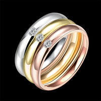 Stainless Steel Band Wedding Set Ring AAA Zirconia Women B437