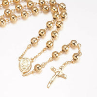 304 Stainless Steel Necklaces Rosary Bead Necklaces Gold 25.2inches 64cm Z663