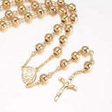 304 Stainless Steel Necklaces Rosary Bead Necklaces Gold 25.2inches 64cm Z663