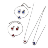 Stainless Steel Set Necklace Bracelets Stud Earrings Mixed Color 17.9" P711