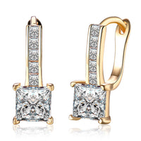 Yellow Gold Plated Earrings  Hoop Huggies AAA Zirconia  Latch Back Clasp L551