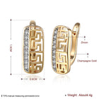 Yellow Gold Platinum Plated Earrings Hoop Huggies Zirconia Latch Back Clasp L545